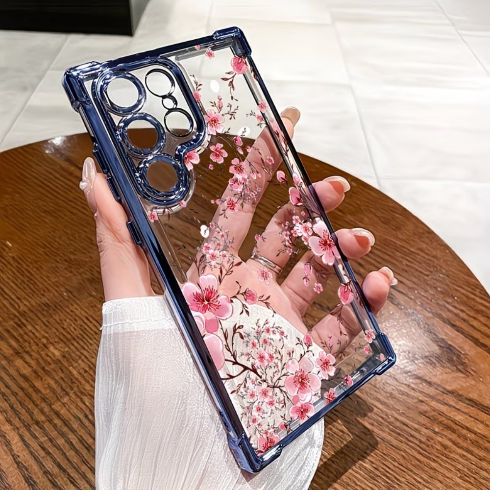 Samsung Accessories Phone - Cherry Blossom Electroplated Four-Corner Anti-Fall Phone
