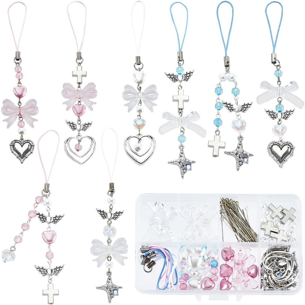 154Pcs DIY 8 Sets Phone Charm  - Phone Accessories Beads 评论和价格