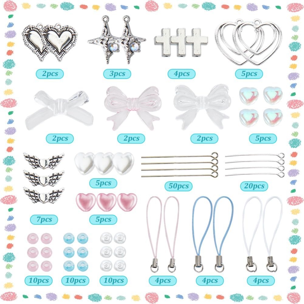 154Pcs DIY 8 Sets Phone Charm  - Phone Accessories Beads 评论和价格
