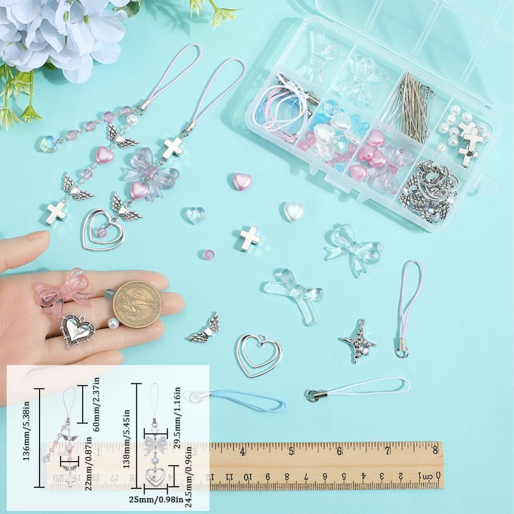 154Pcs DIY 8 Sets Phone Charm  - Phone Accessories Beads 评论和价格