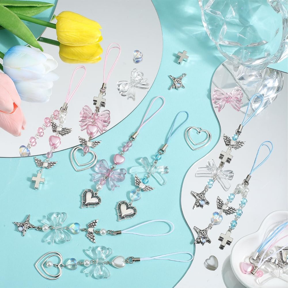 154Pcs DIY 8 Sets Phone Charm  - Phone Accessories Beads 评论和价格