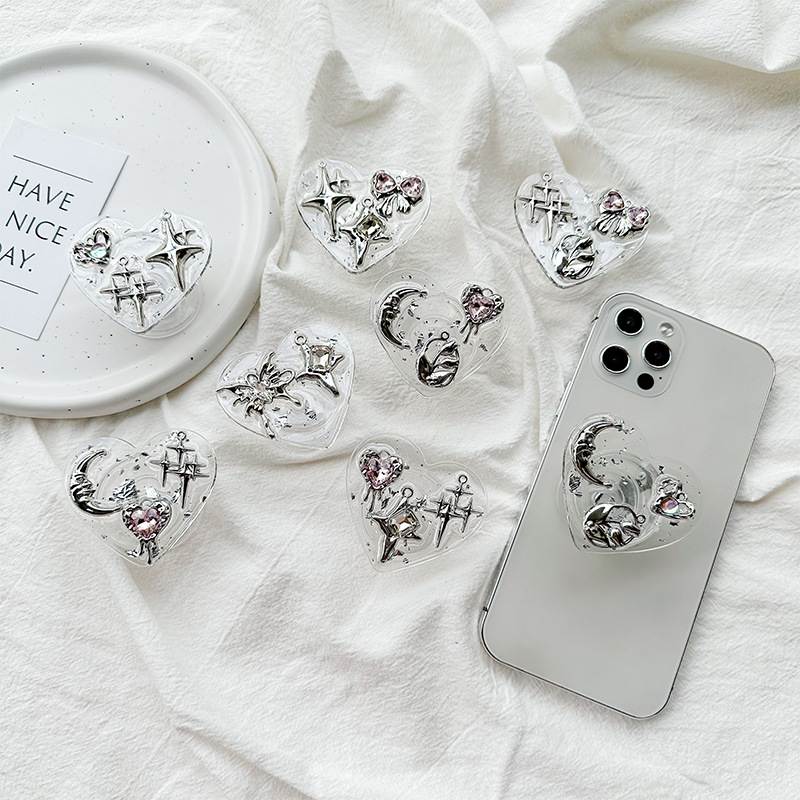 Clear Heart Phone Grip Holder  - Phone Accessories Items 评论和价格